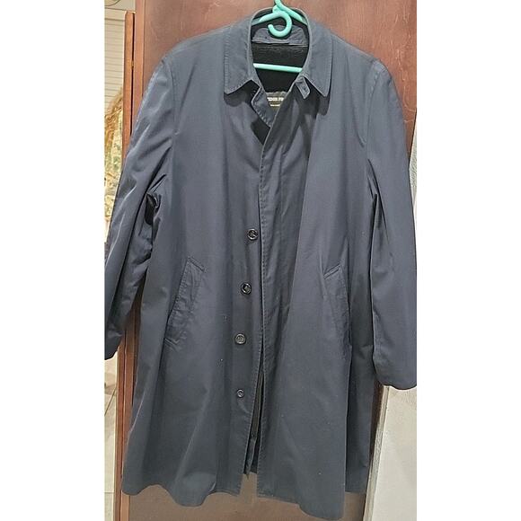 Vintage London Fog Trench Coat with Winter Lining Men's 40 Long Dark Blue - Picture 6 of 9